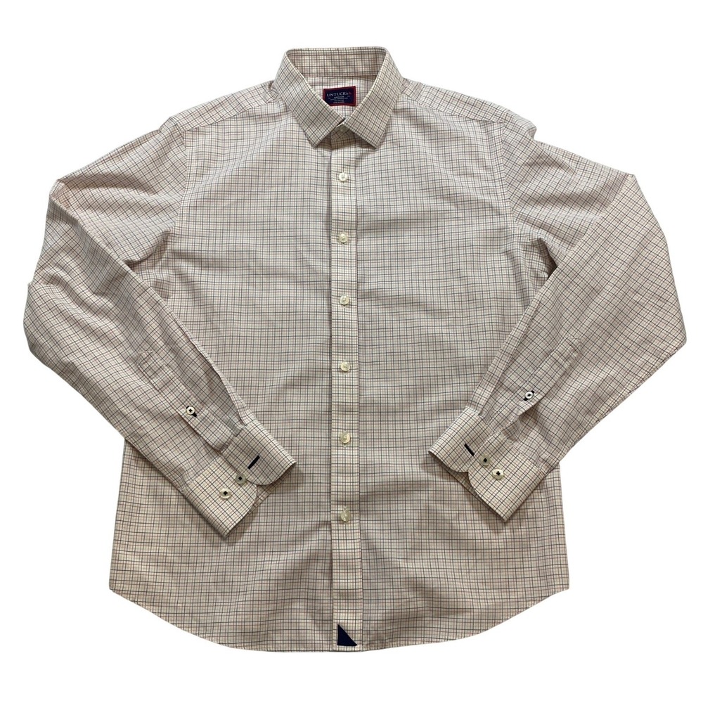 UNTUCKit Mens Medium Slim Fit 100% Cotton Checkered Long Sleeve Button Up M
